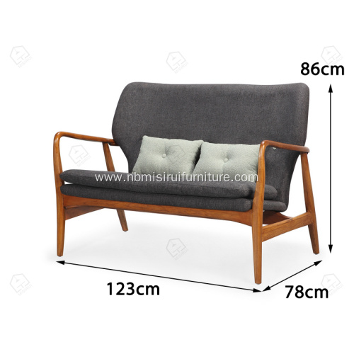 Manchurian ash solid wood cushion two seats sofa